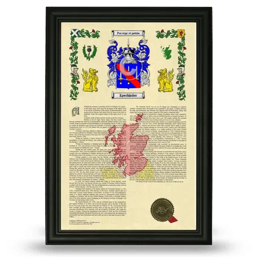 Eperkirder Armorial History Framed - Black
