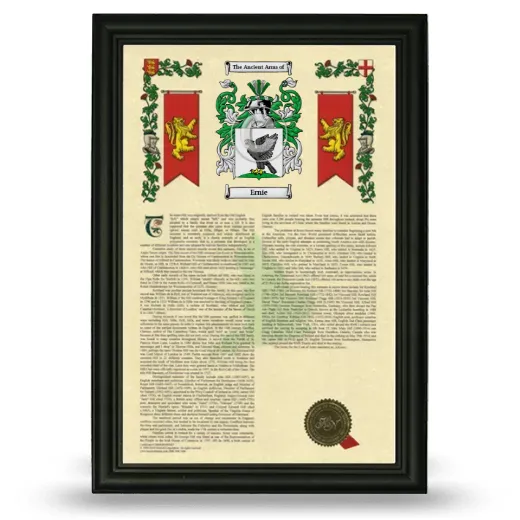 Ernie Armorial History Framed - Black