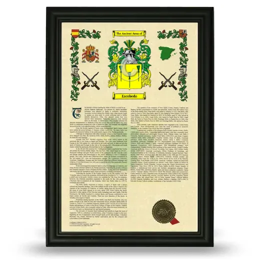 Escobedo Armorial History Framed - Black