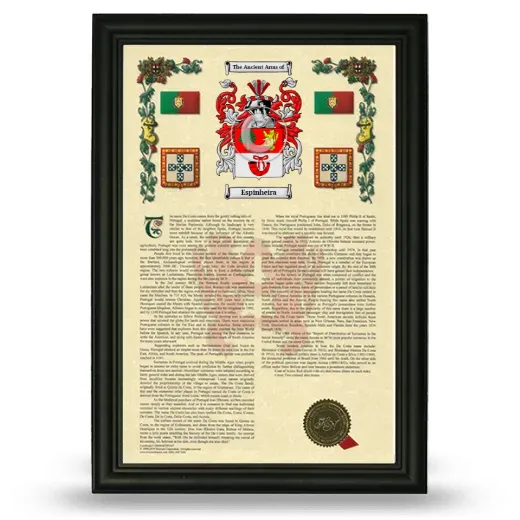 Espinheira Armorial History Framed - Black