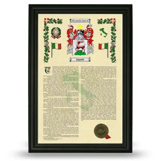Esposti Armorial History Framed - Black
