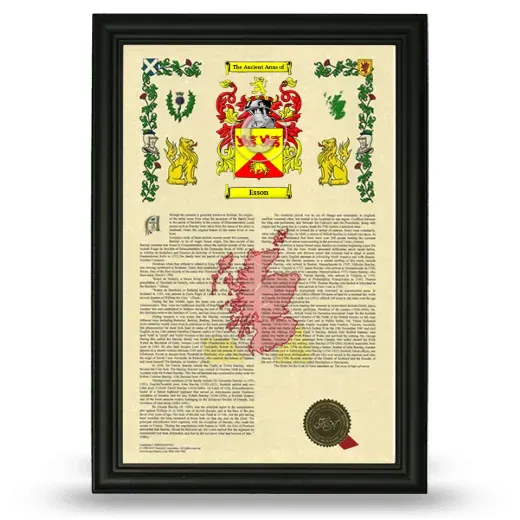 Esson Armorial History Framed - Black