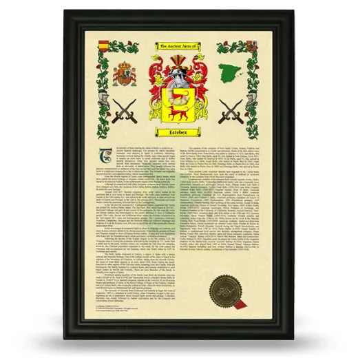 Estebez Armorial History Framed - Black