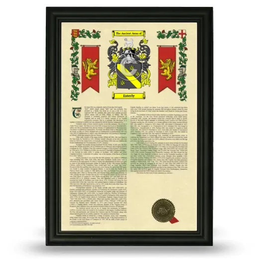 Esterly Armorial History Framed - Black