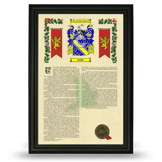 Estlin Armorial History Framed - Black