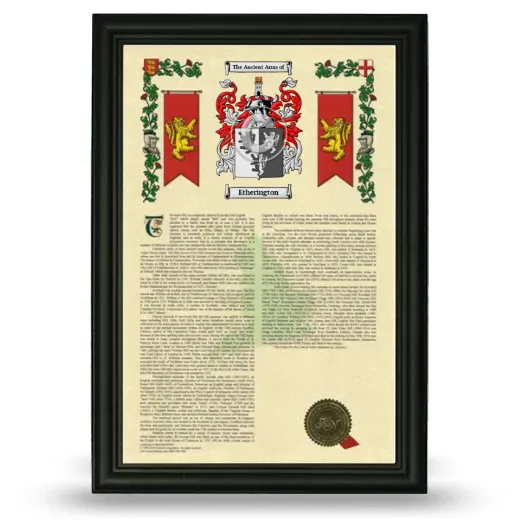 Etherington Armorial History Framed - Black