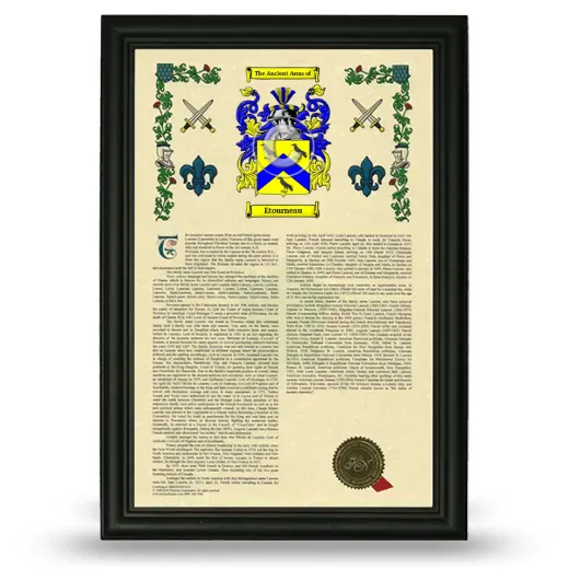 Etourneau Armorial History Framed - Black