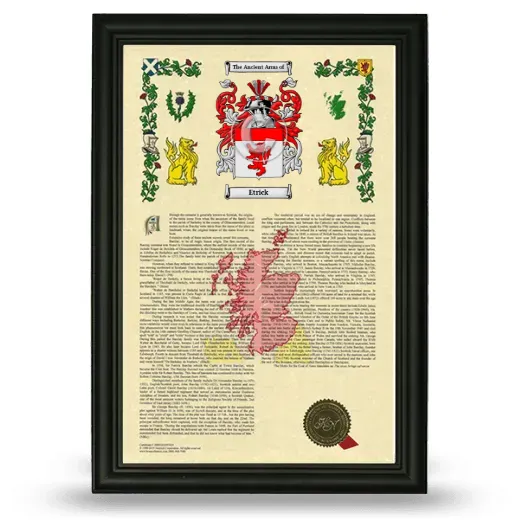 Etrick Armorial History Framed - Black