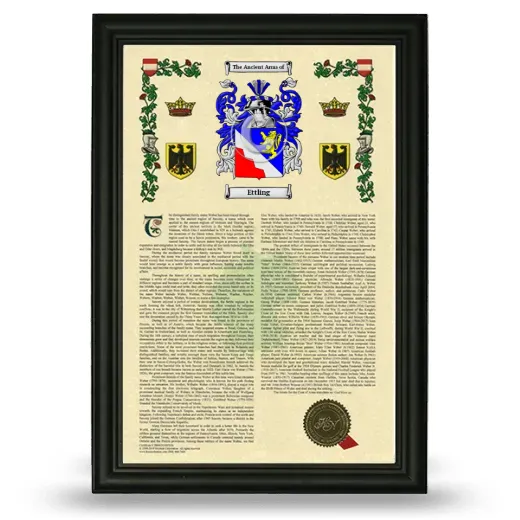 Ettling Armorial History Framed - Black