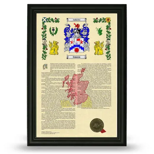 Eunson Armorial History Framed - Black