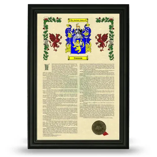 Evanson Armorial History Framed - Black