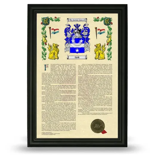 Eyck Armorial History Framed - Black