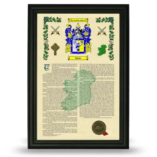 Eynes Armorial History Framed - Black