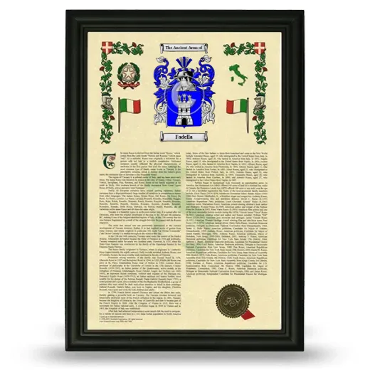 Fadella Armorial History Framed - Black