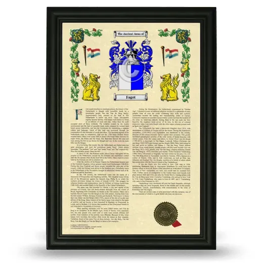 Faget Armorial History Framed - Black