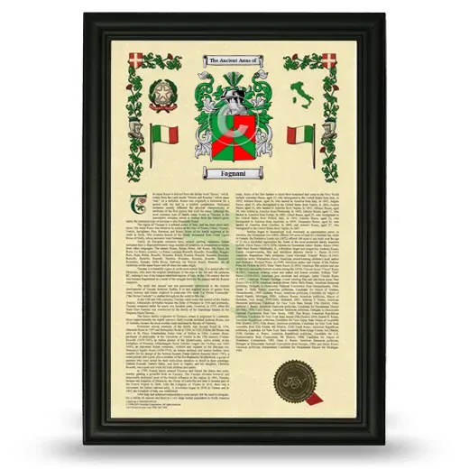 Fagnani Armorial History Framed - Black