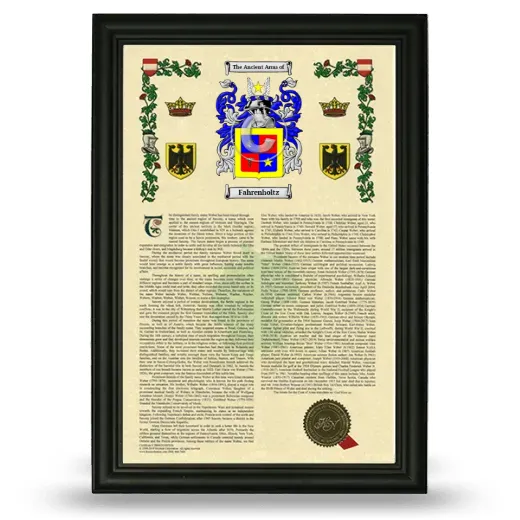 Fahrenholtz Armorial History Framed - Black