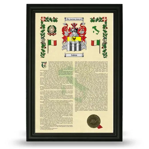 Falcos Armorial History Framed - Black