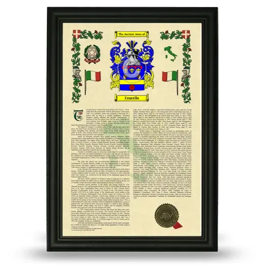 Fancello Armorial History Framed - Black