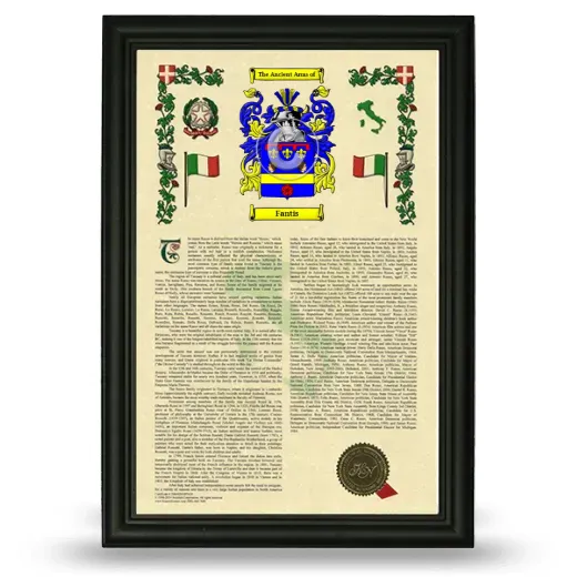 Fantis Armorial History Framed - Black