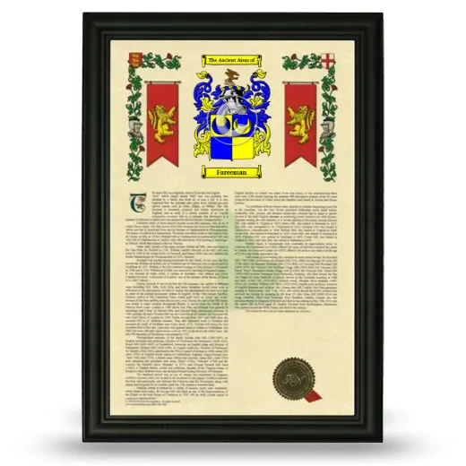 Fareeman Armorial History Framed - Black