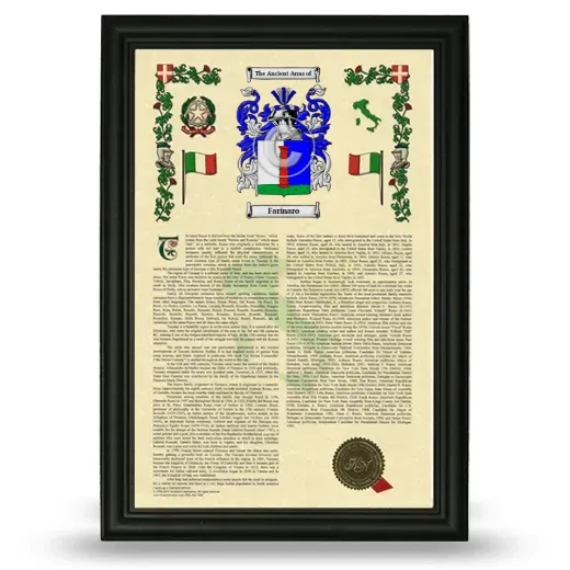 Farinaro Armorial History Framed - Black