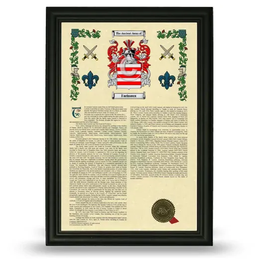 Farinaux Armorial History Framed - Black