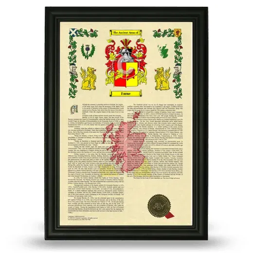 Farne Armorial History Framed - Black