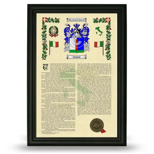 Farnese Armorial History Framed - Black