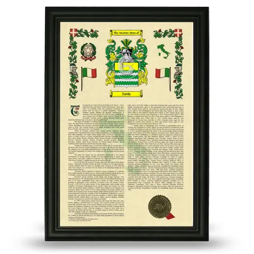 Favis Armorial History Framed - Black