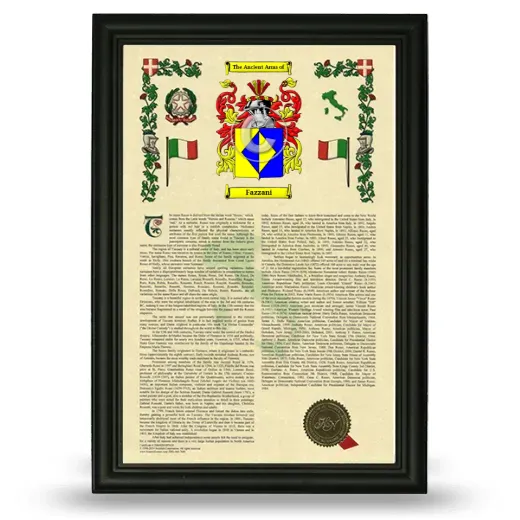 Fazzani Armorial History Framed - Black