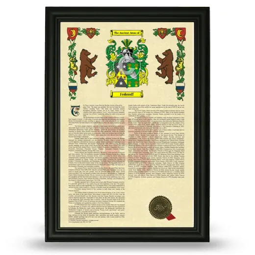 Federoff Armorial History Framed - Black