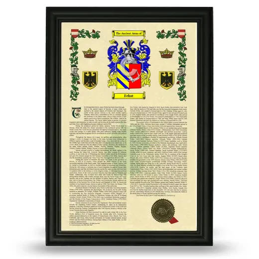 Fehst Armorial History Framed - Black