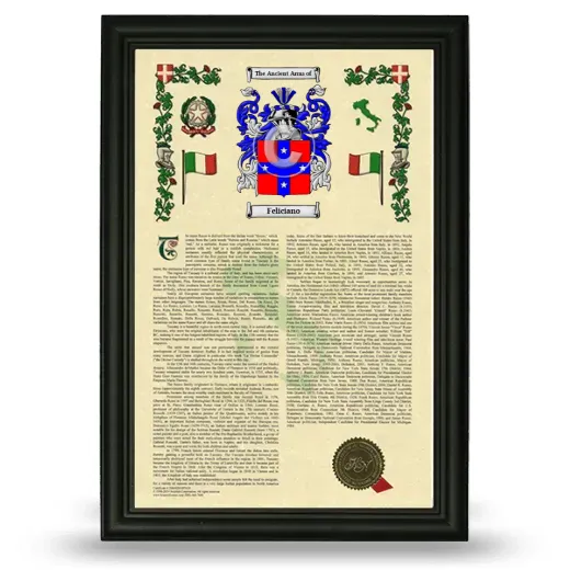 Feliciano Armorial History Framed - Black