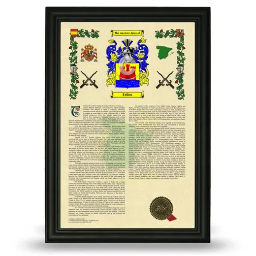 Felico Armorial History Framed - Black
