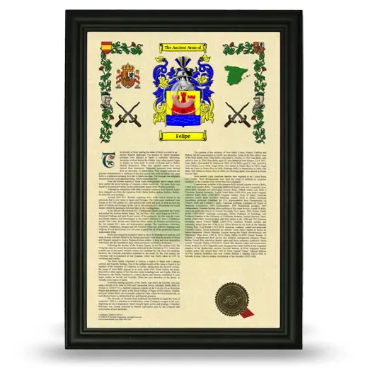 Felipe Armorial History Framed - Black