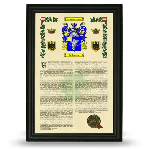 Fellberger Armorial History Framed - Black