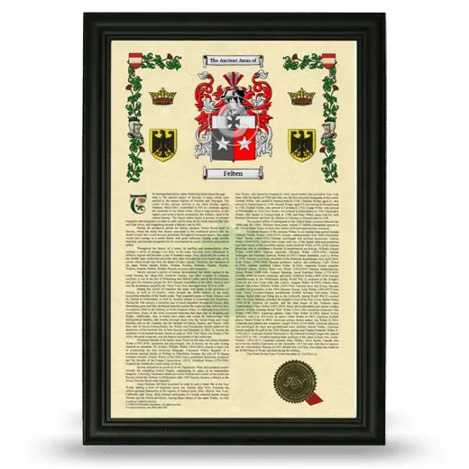 Felten Armorial History Framed - Black