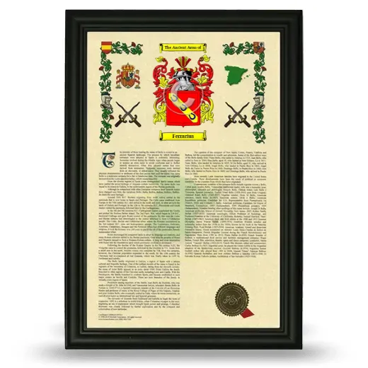 Ferrarius Armorial History Framed - Black