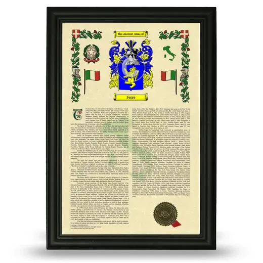 Ferre Armorial History Framed - Black