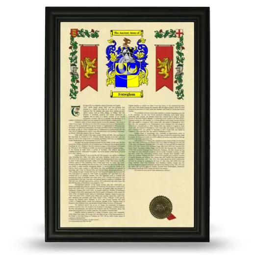 Ferreghan Armorial History Framed - Black