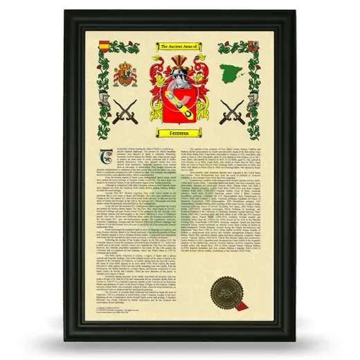 Ferreros Armorial History Framed - Black