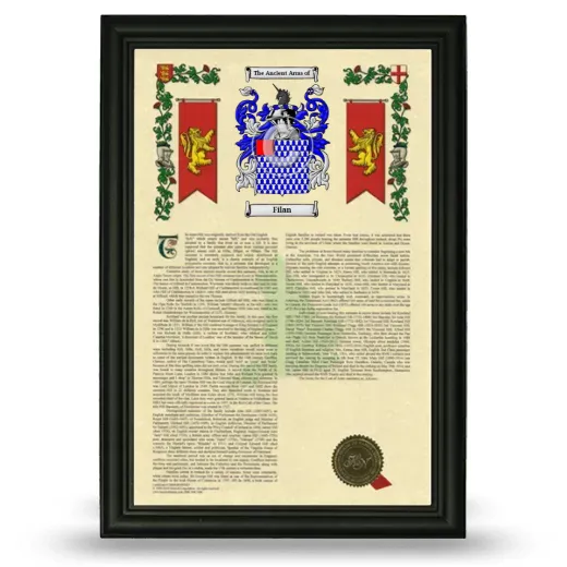 Filan Armorial History Framed - Black