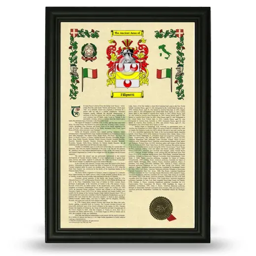 Filiputti Armorial History Framed - Black