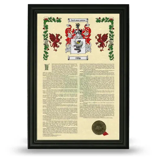 Fillip Armorial History Framed - Black