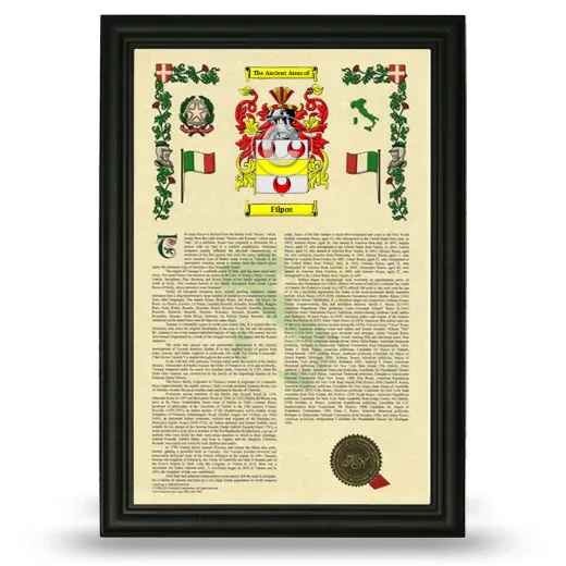 Filpos Armorial History Framed - Black