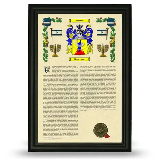 Fingerman Armorial History Framed - Black