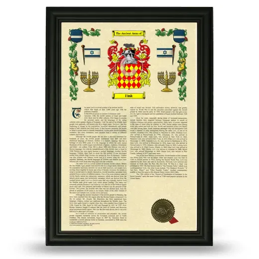 Fink Armorial History Framed - Black
