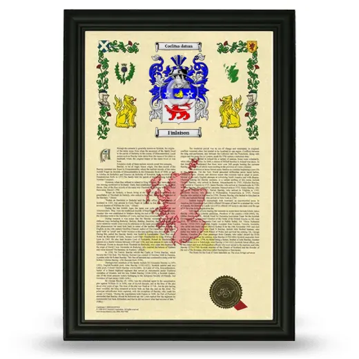 Finlaison Armorial History Framed - Black