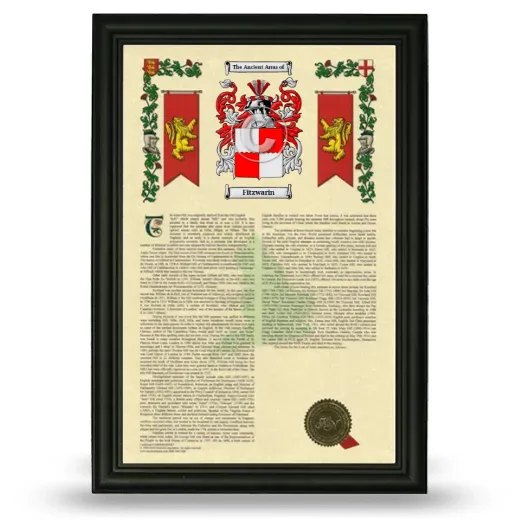 Fitzwarin Armorial History Framed - Black